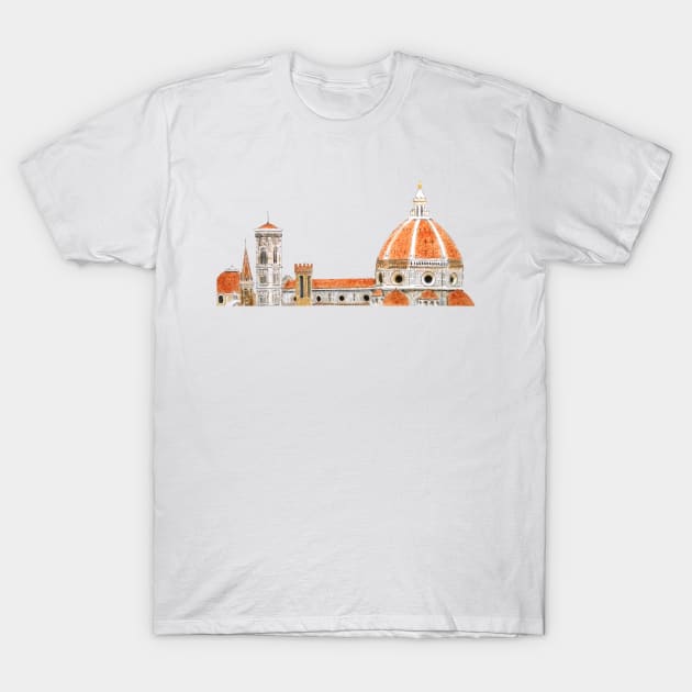 Italy Florence Cathedral Duomo watercolor painting T-Shirt by colorandcolor